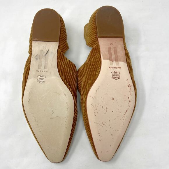 [Miista London] Tan Corduroy Pointed Toe D'Orsay Flats NWOT Size 39 US 8.5 - Picture 10 of 13